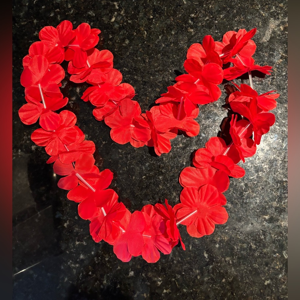 Vibrant Red Silk Floral Lei